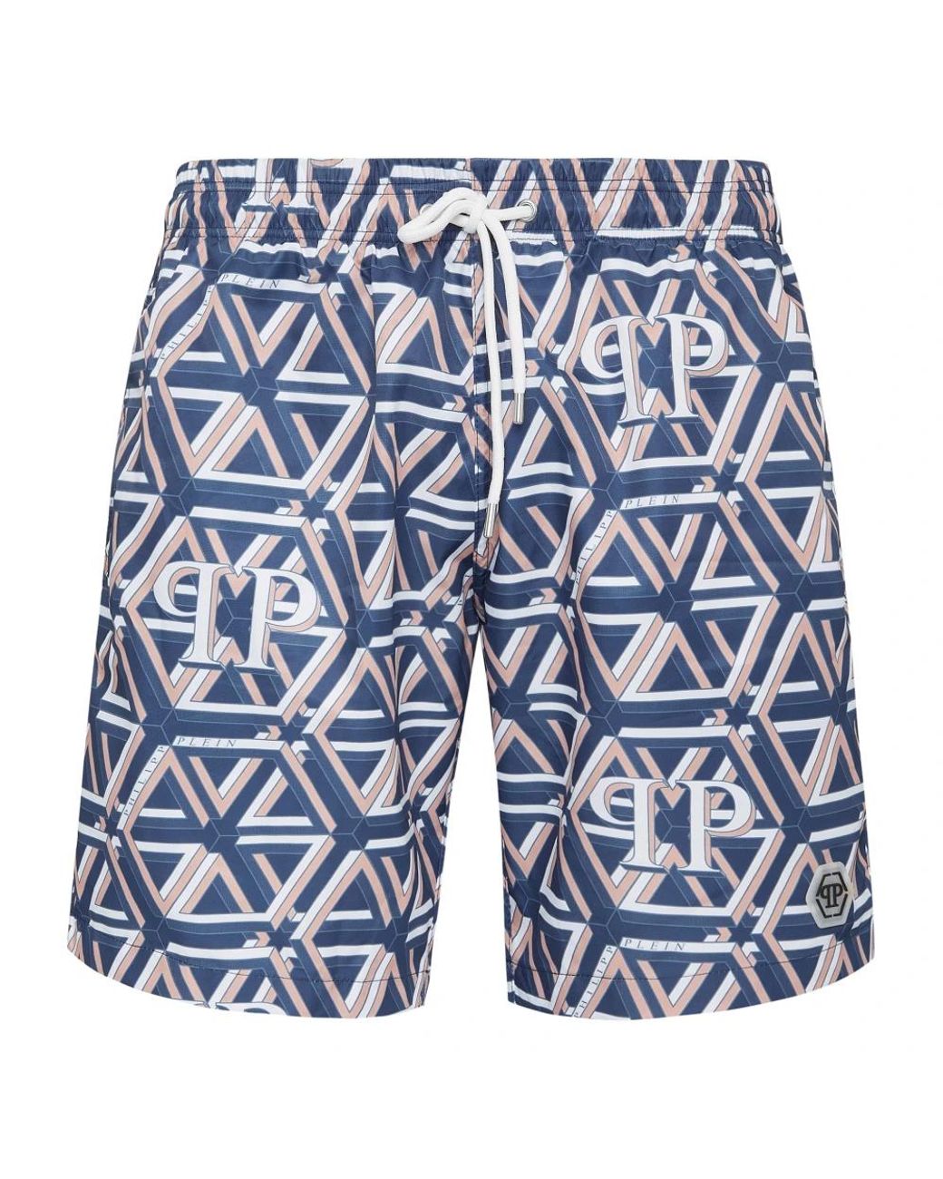 Philipp Plein Swim Trunks Hexagon Monogram in het Blue voor heren