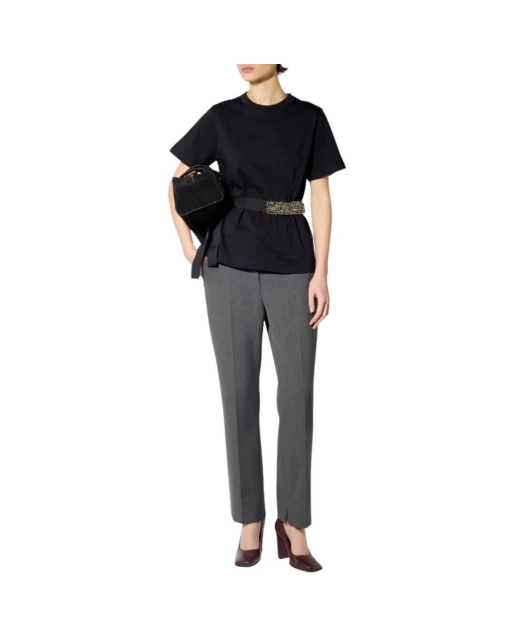 Liviana Conti Gray Straight Trousers