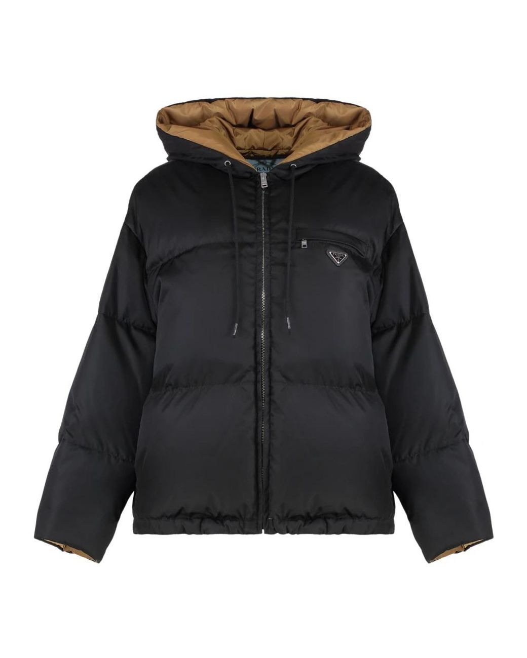 Prada Jassen ,Zwart ,Nylon Nylon Donsjas Met Verstelbaar Koord in het Black