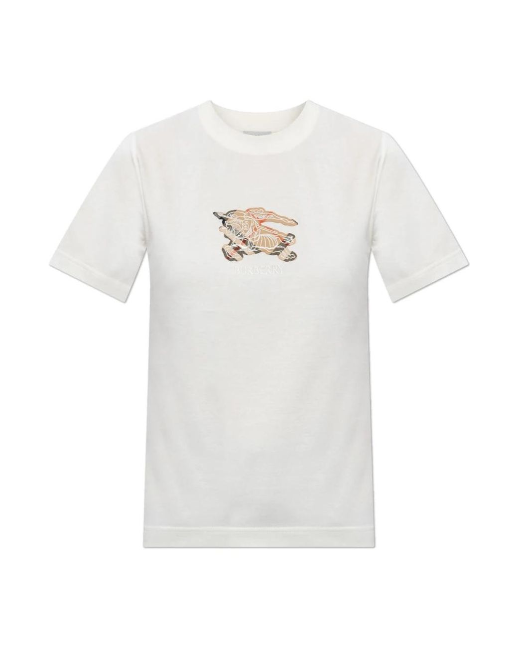 Burberry Tops ,Wit ,Katoen T-Shirt Met Logo in het White