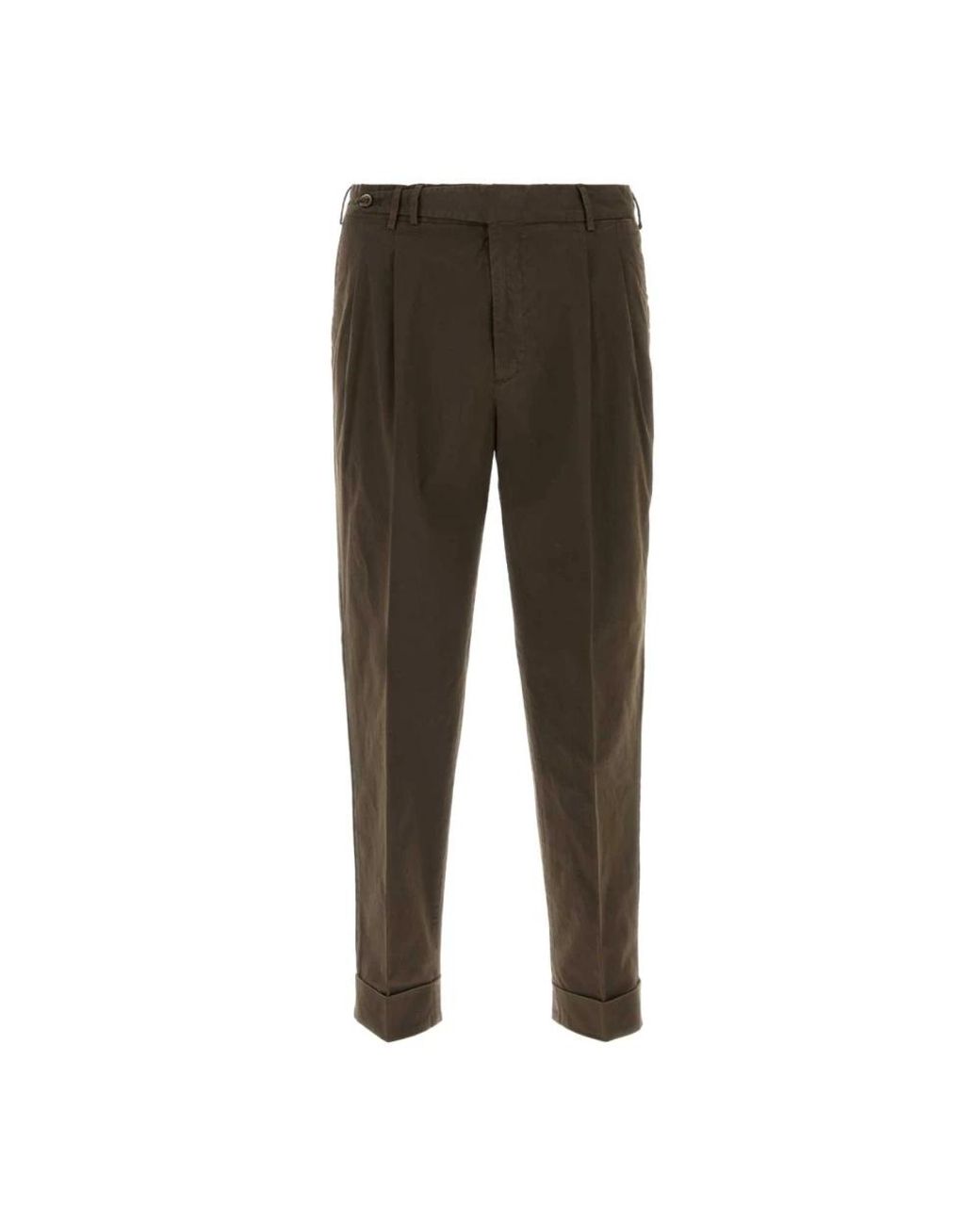 PT Torino Brown Cropped Trousers for men