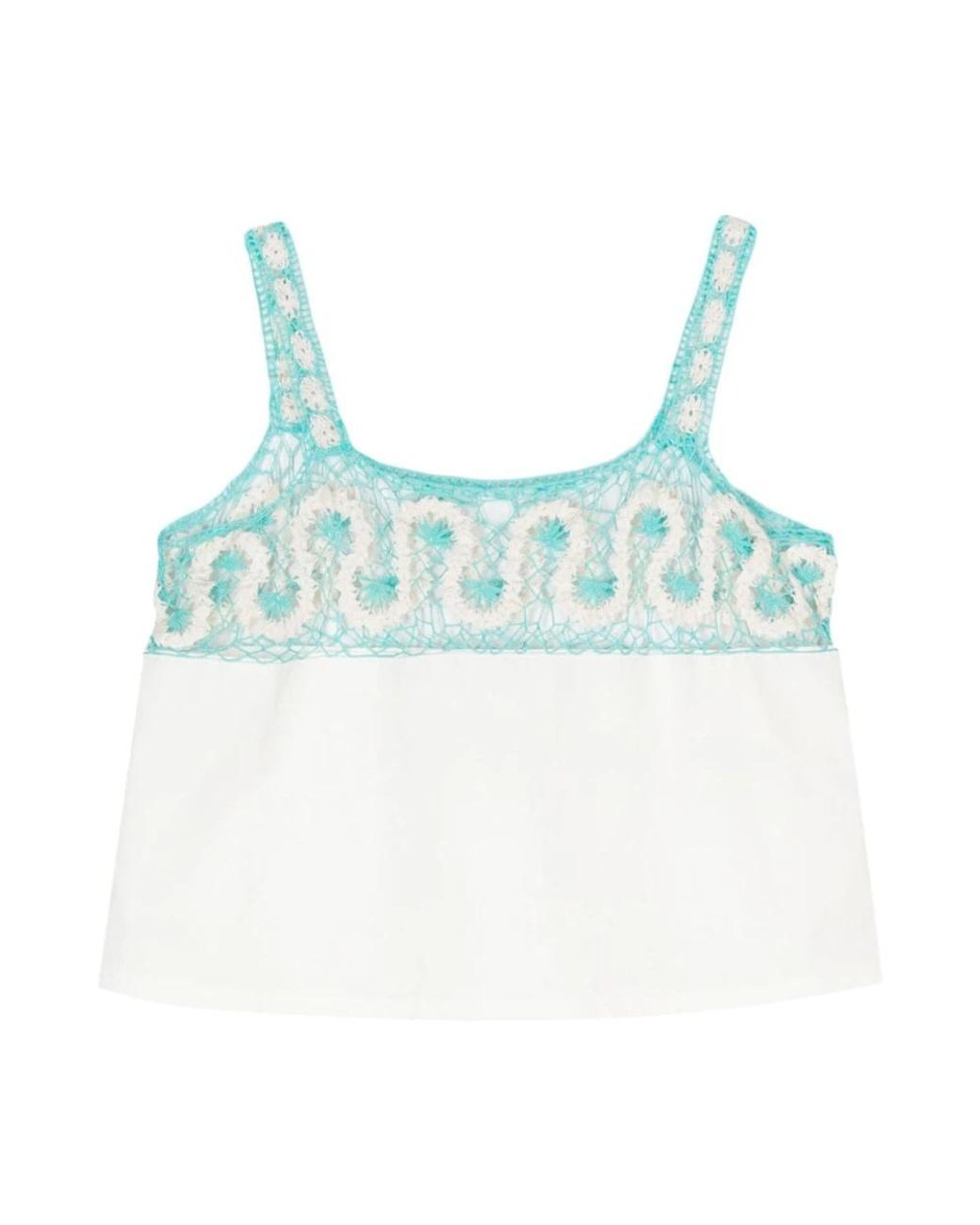 Bode Tops ,Katoen Room Ripple Kant Tank Top in het Blue