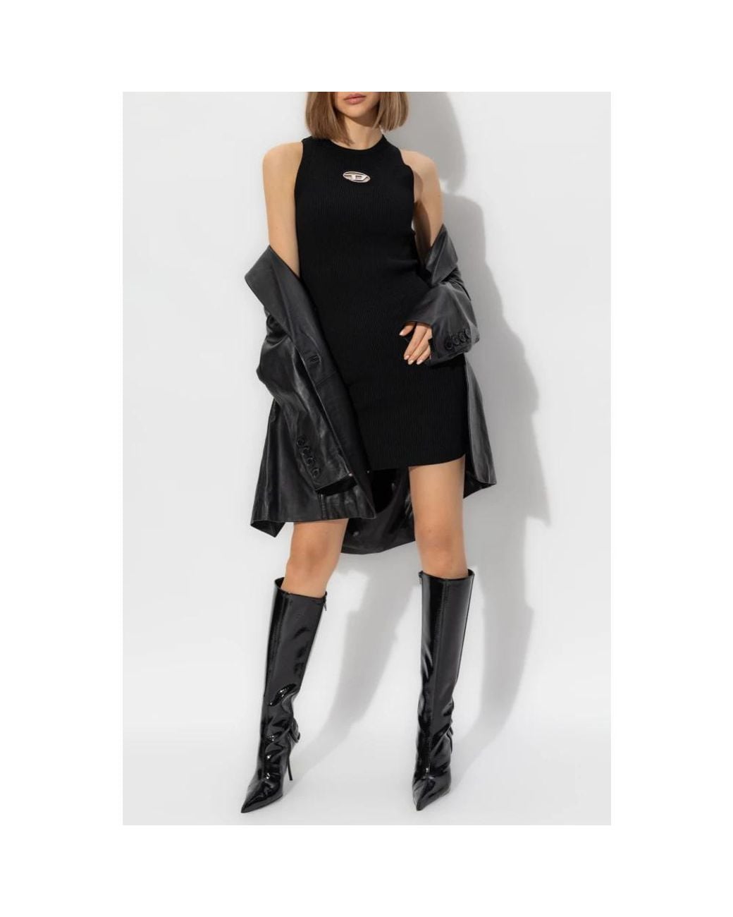 DIESEL Black Fitted Ribbed Dress