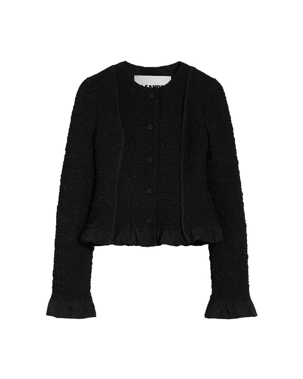Jil Sander Truien & Vesten ,Zwart ,Zwarte Gedrapeerde Manchetten-Zoom Jas in het Black