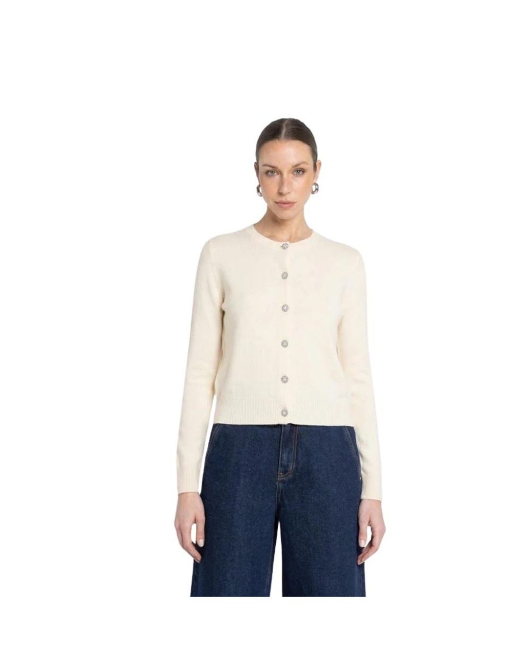 Kaos Maglia Cardigan in het White