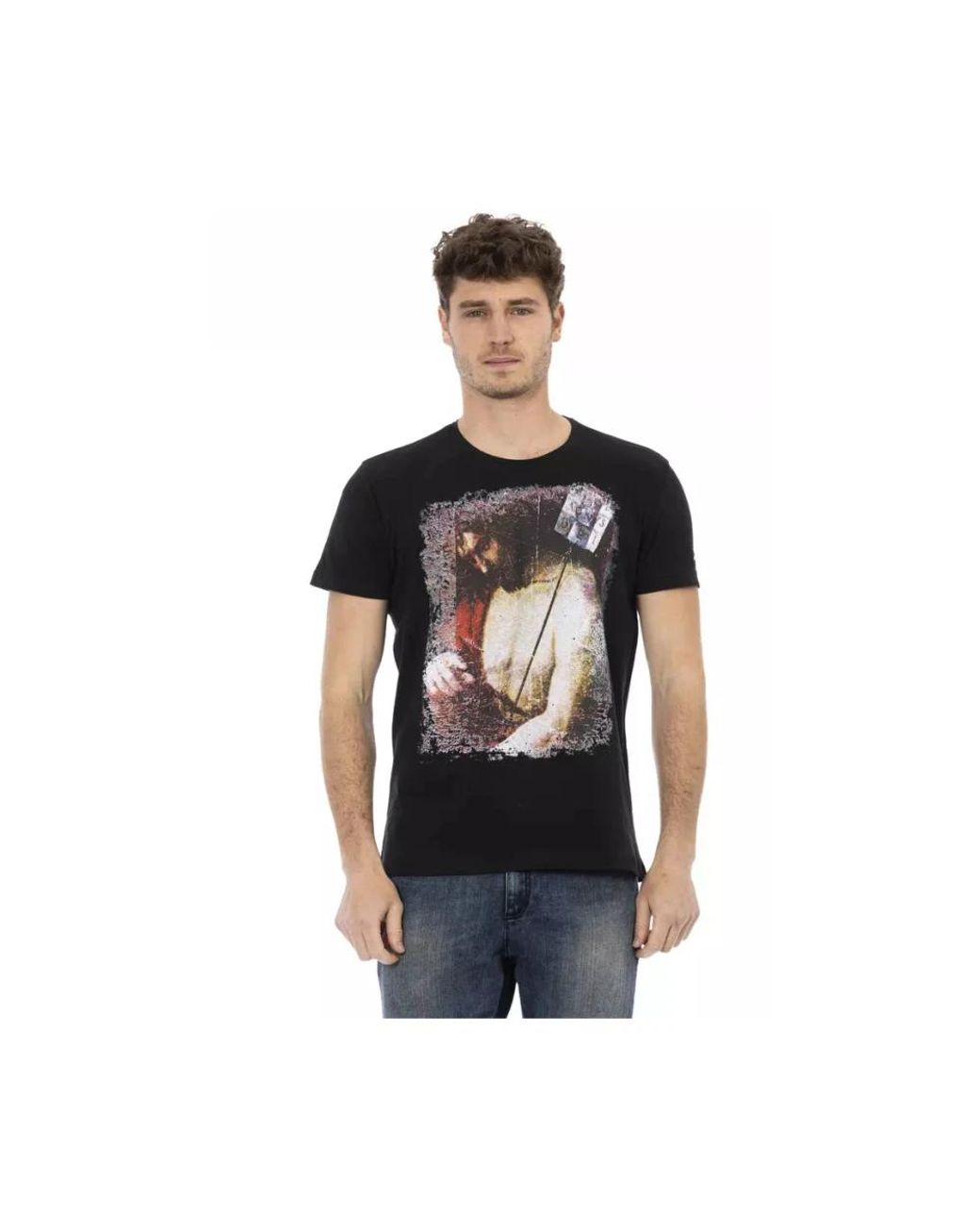 Trussardi Tops ,Zwart ,Katoen Zwarte Katoenen T-Shirt in het Black voor heren