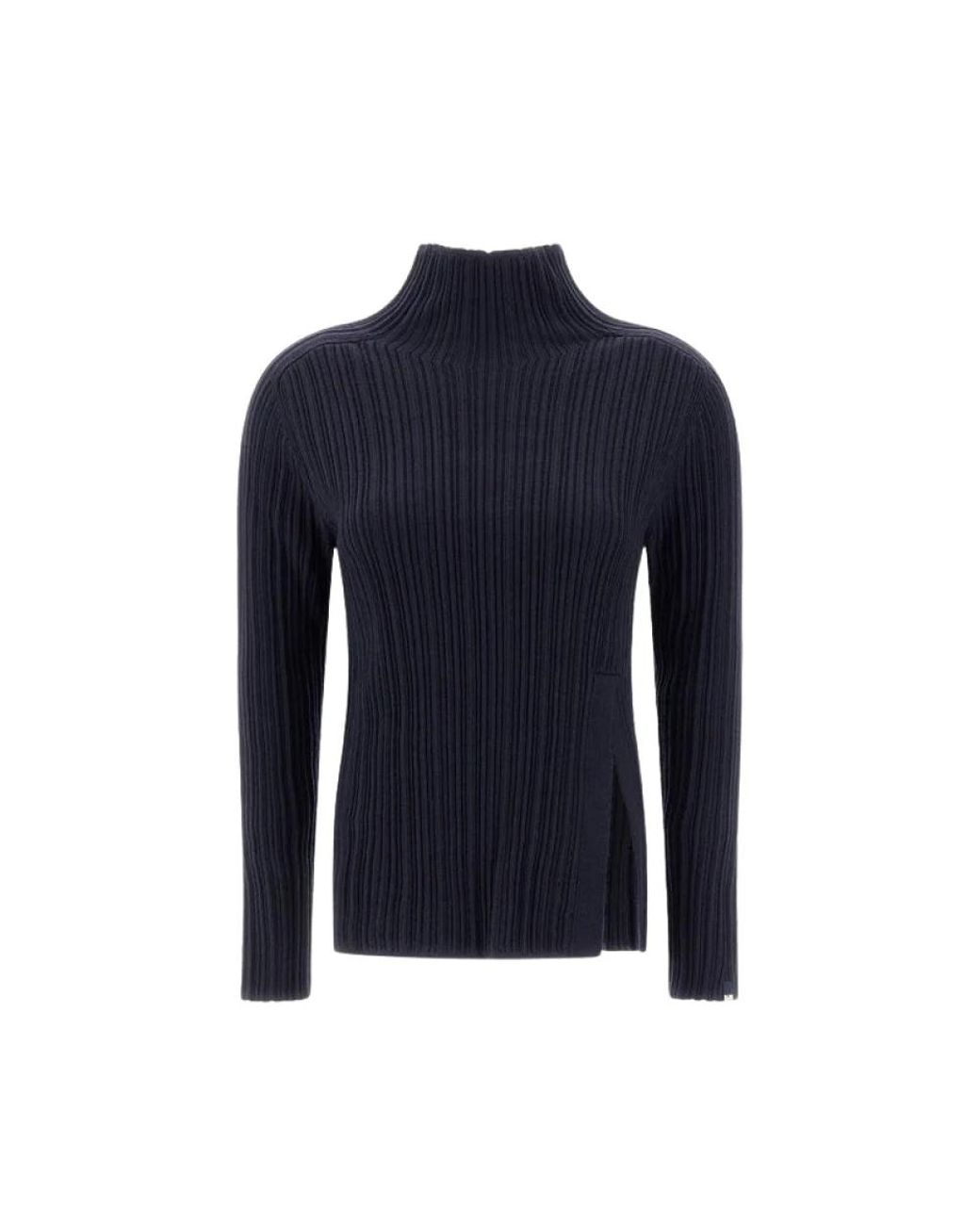 Herno Blue Rippstrick-Rollkragenpullover