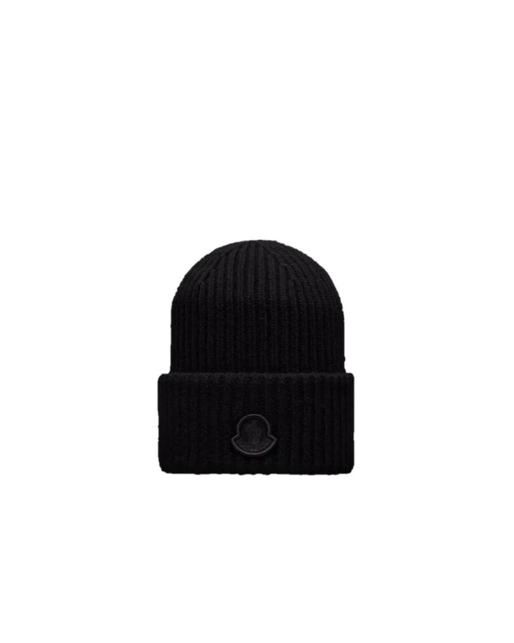 Moncler Accessoires ,Zwart ,Wol Geribbelde Wollen Beanie in het Black