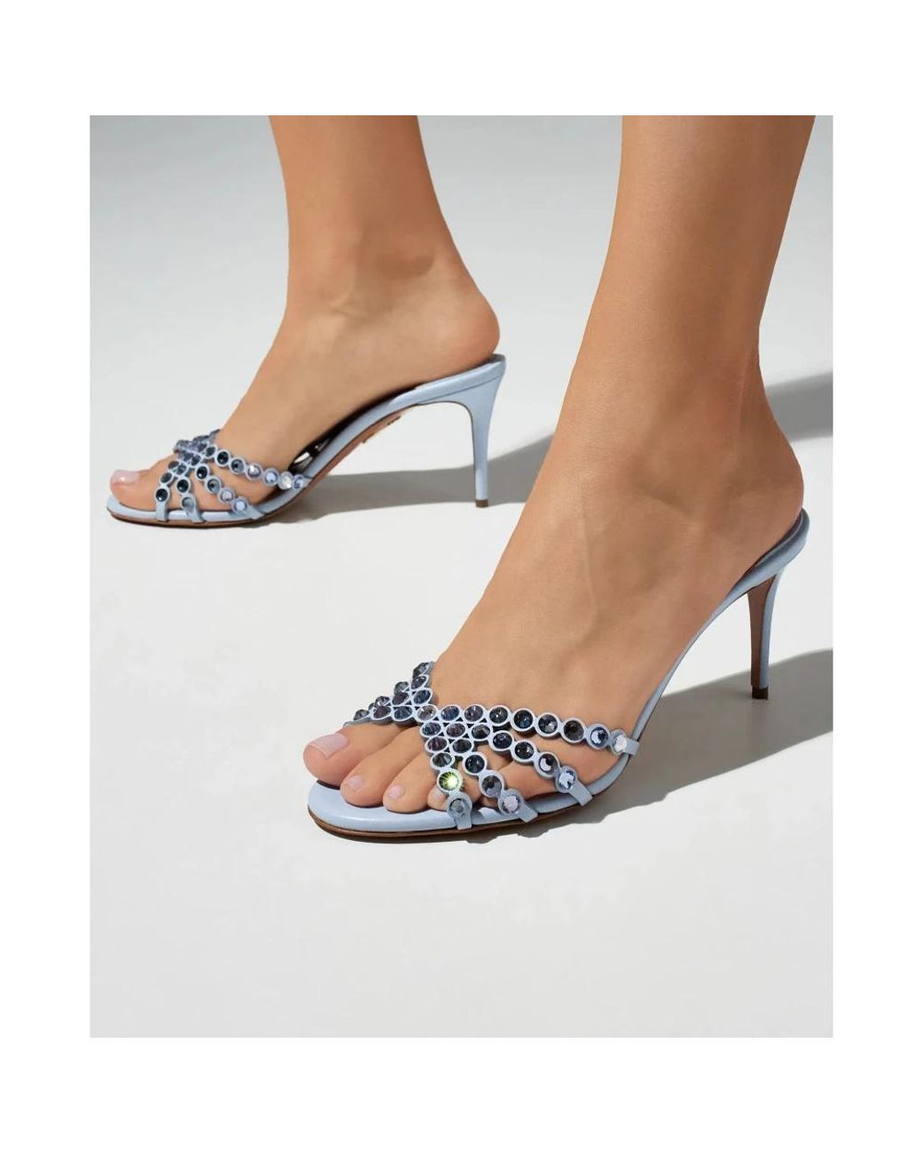 Aquazzura Blue Heeled Mules