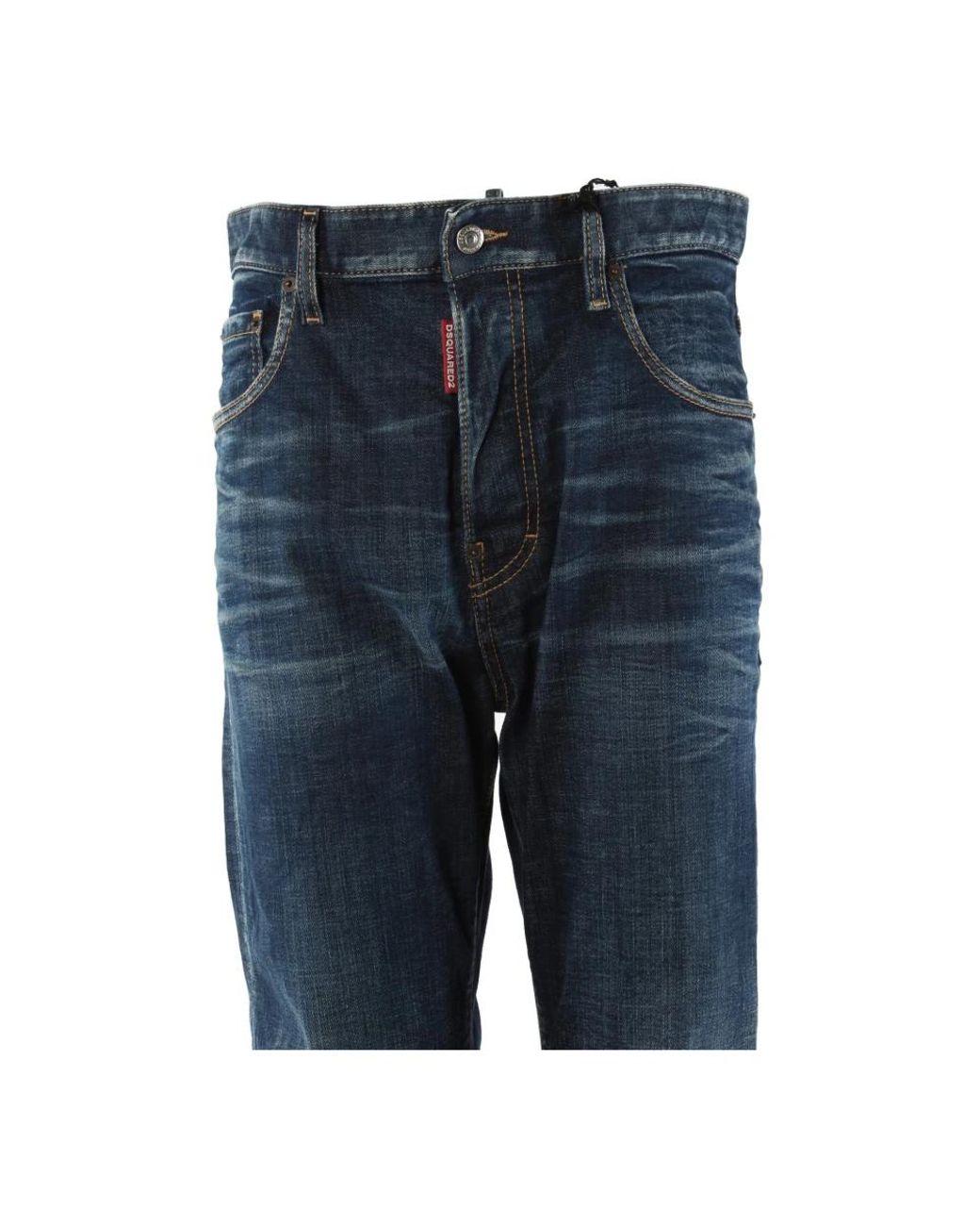 DSquared² Blue Cotton-Blend Slim Straight-Leg Jeans for men