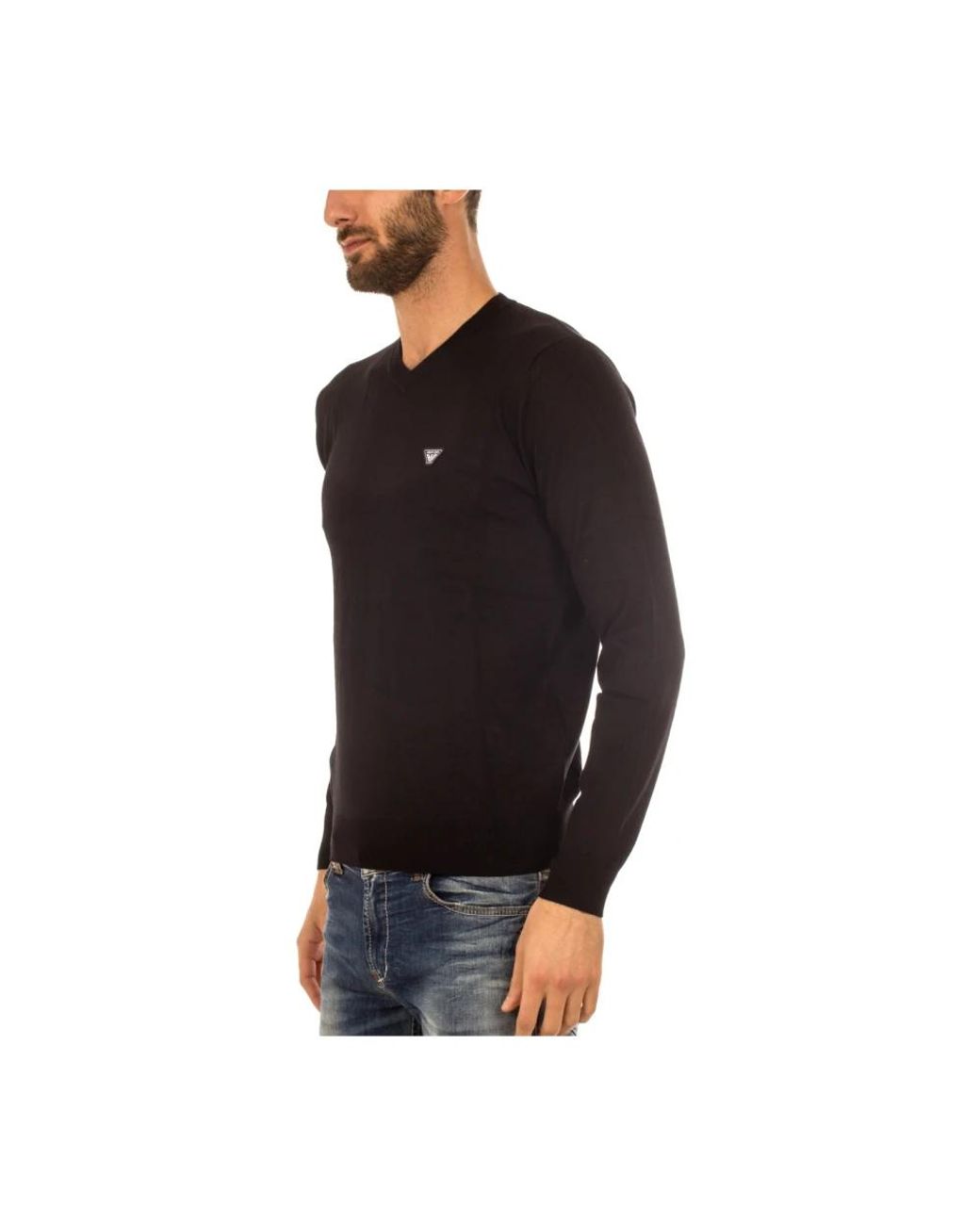 Armani Jeans Black V-Neck Knitwear for men