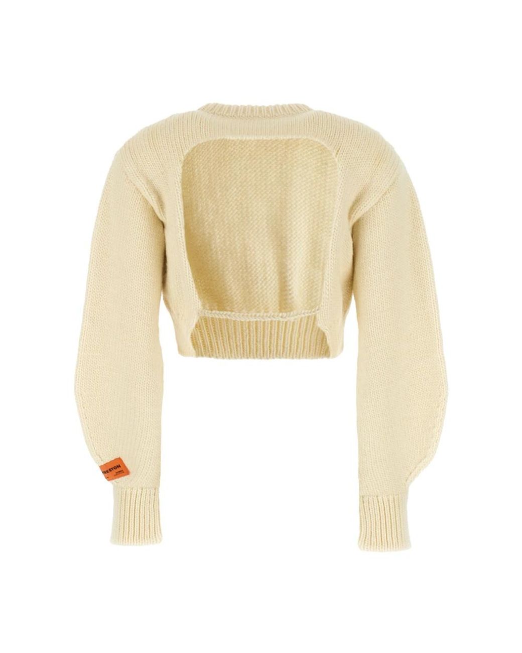 Heron Preston Natural Open-Back Cropped Wollpullover