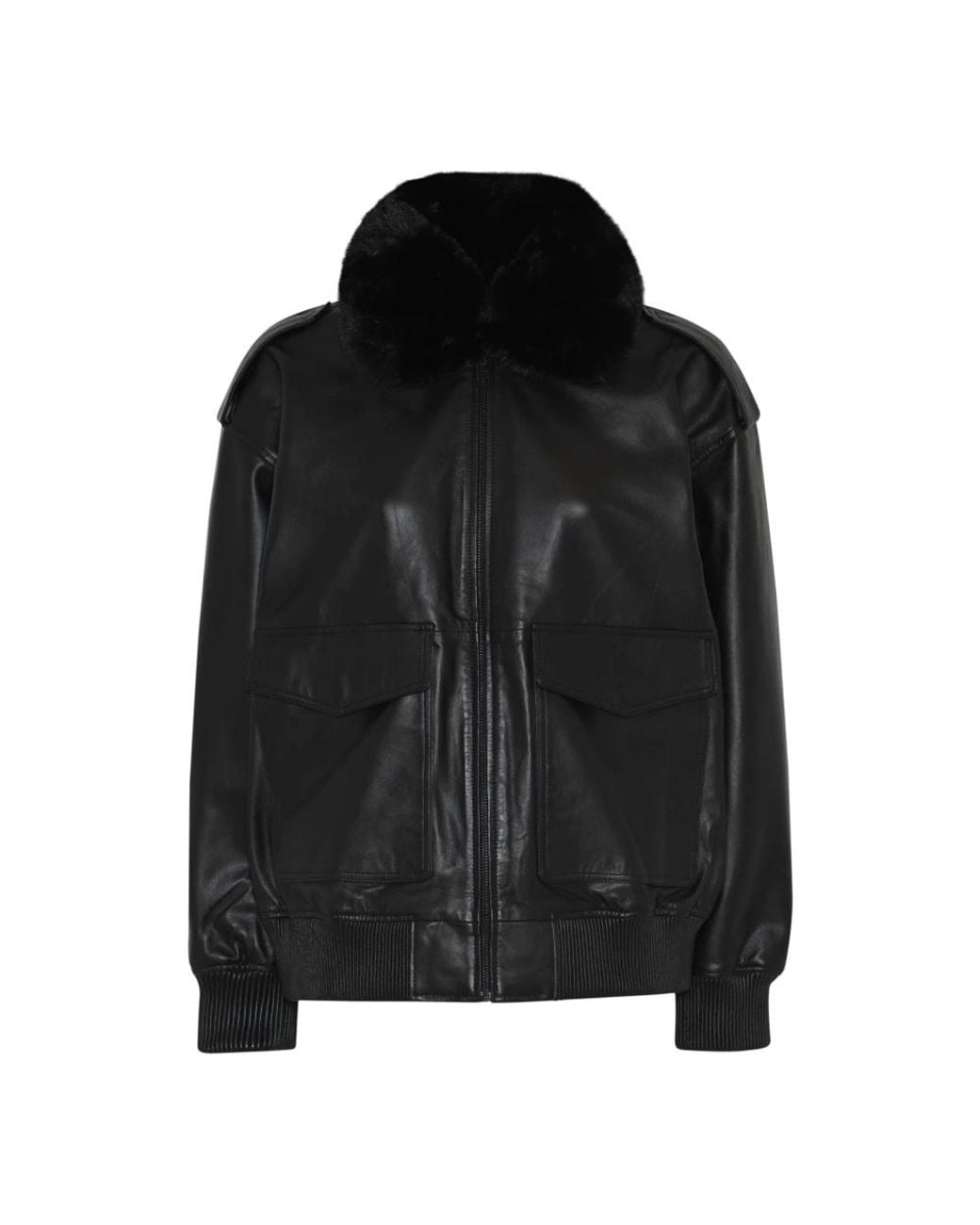 Bruuns Bazaar Leatherbbpilot Jacket in het Black
