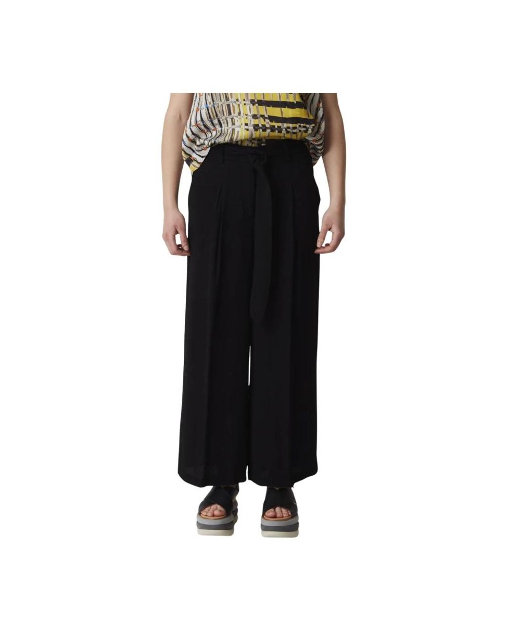 Manila Grace Black Wide Trousers