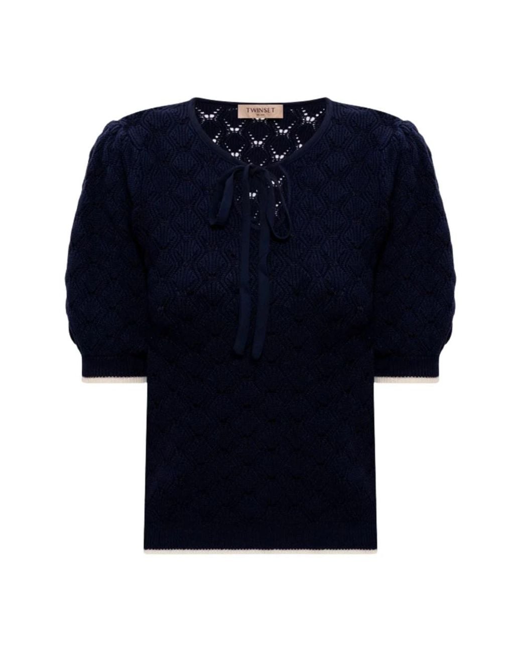 Twinset Blue Round-Neck Knitwear