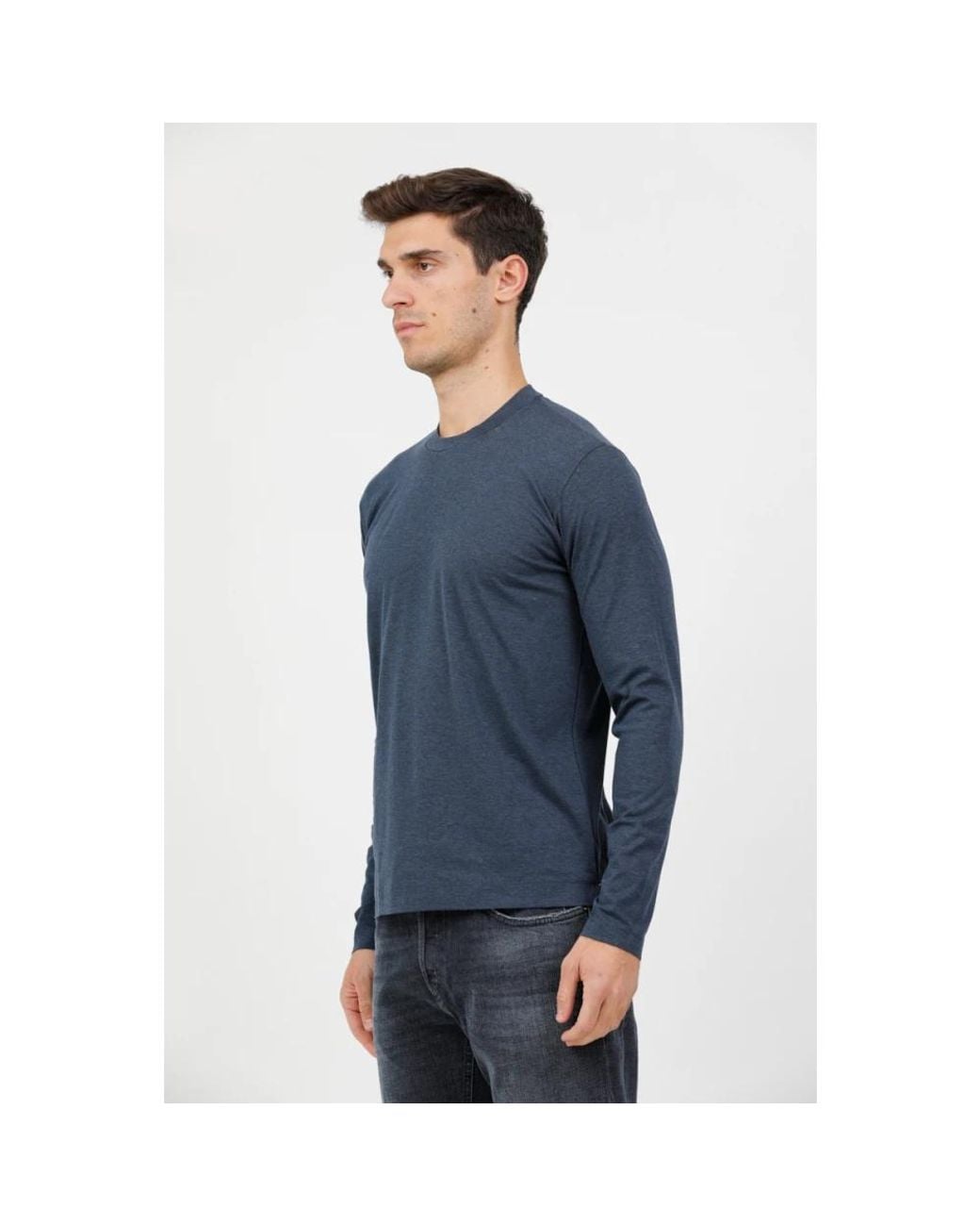Mazzarelli Blue Long Sleeve T-Shirts for men