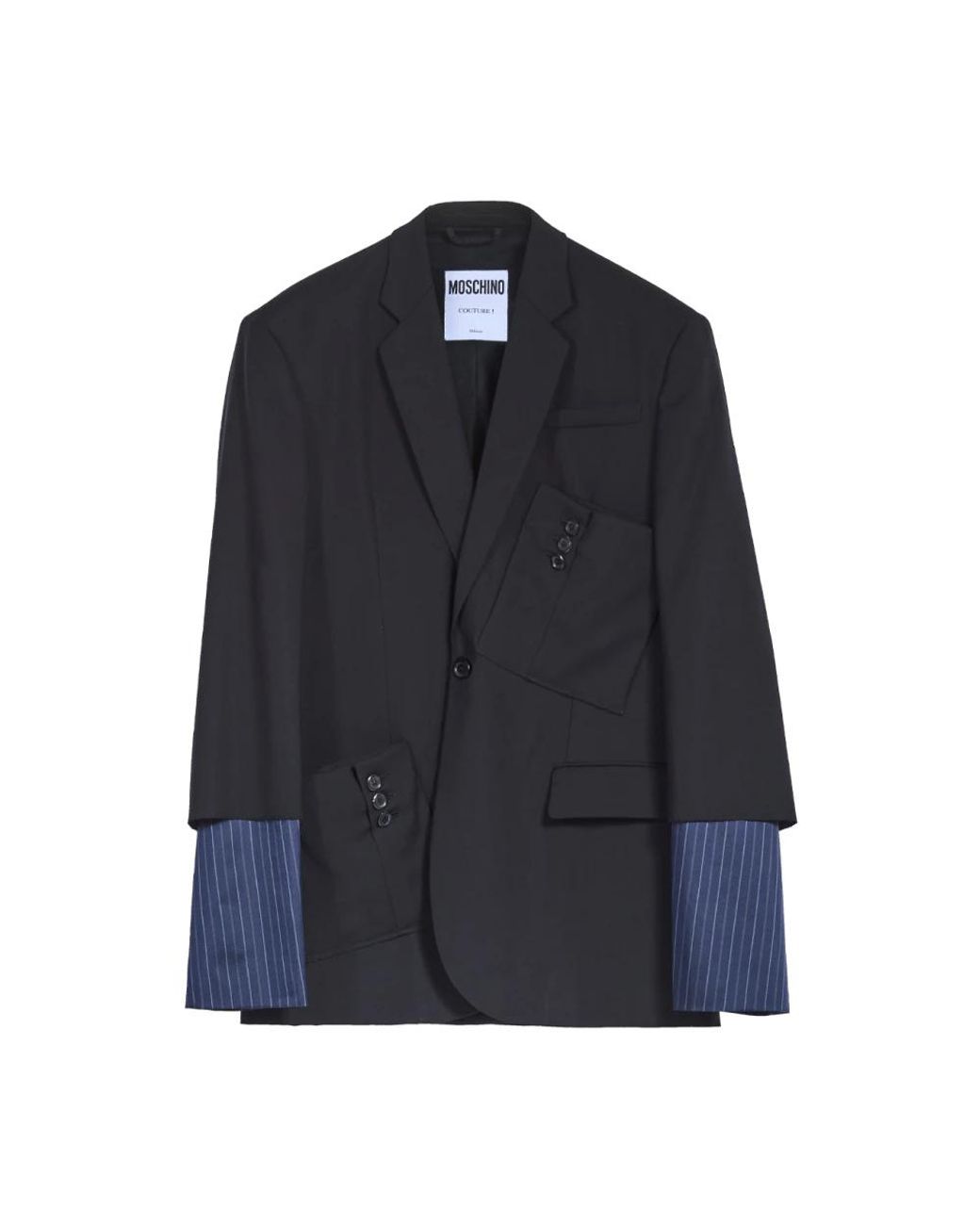 Moschino Jassen ,Zwart ,Wol Cut Sleeve Jacket in het Blue voor heren
