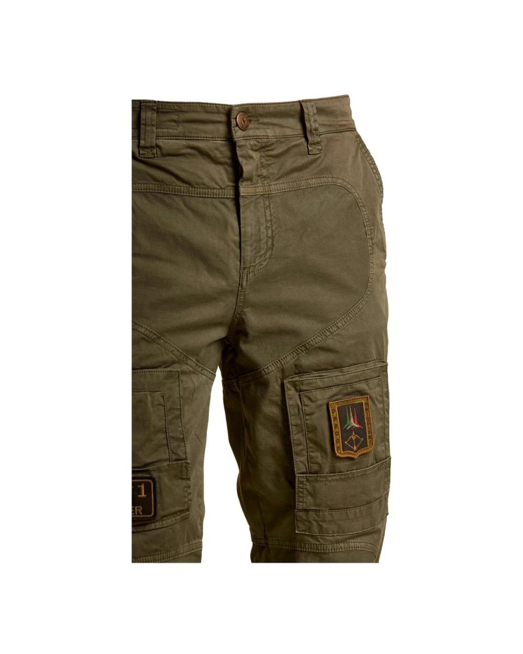 Aeronautica Militare Green Straight Trousers for men