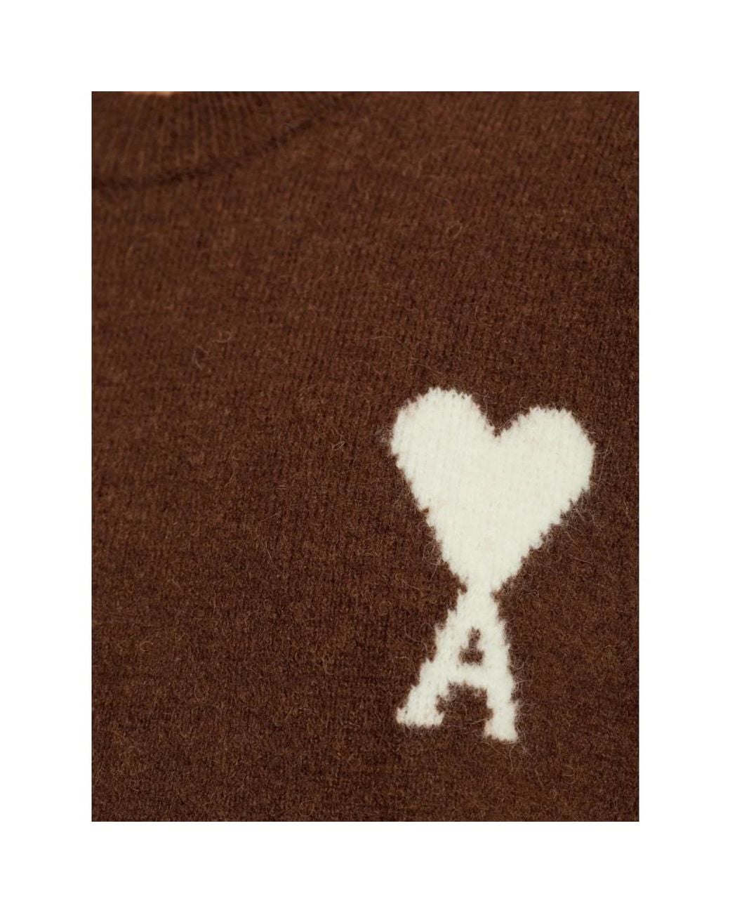 AMI Brown Rundhals-Pullover Mit Ami De Coeur