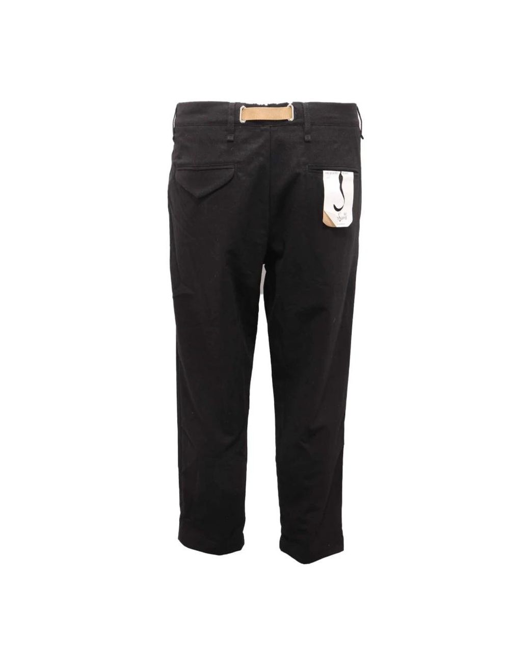 White Sand Black Straight Trousers for men