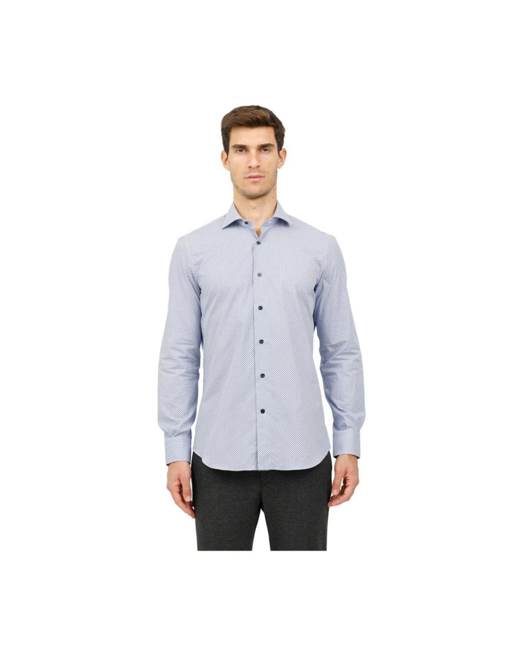 Mazzarelli Overhemden ,Veelkleurig ,Camicia Con Micro Lavorazione Fantasia E Bottoni in het Blue voor heren