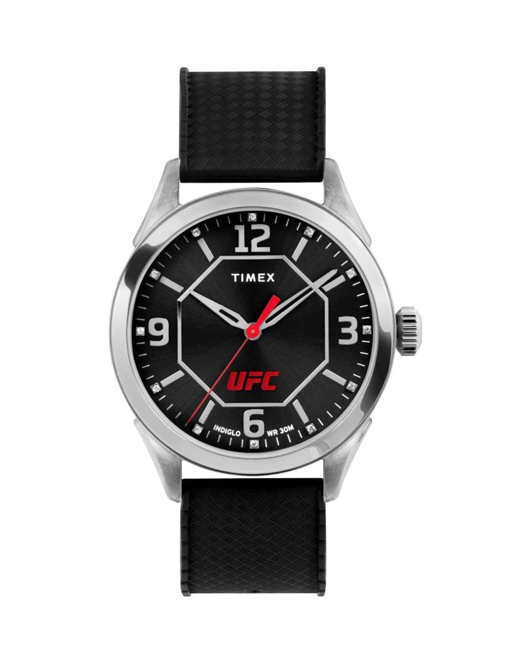 Timex Accessoires ,Zwart ,Athena Ufc Analoge Horloge Silicoon Band in het Black voor heren
