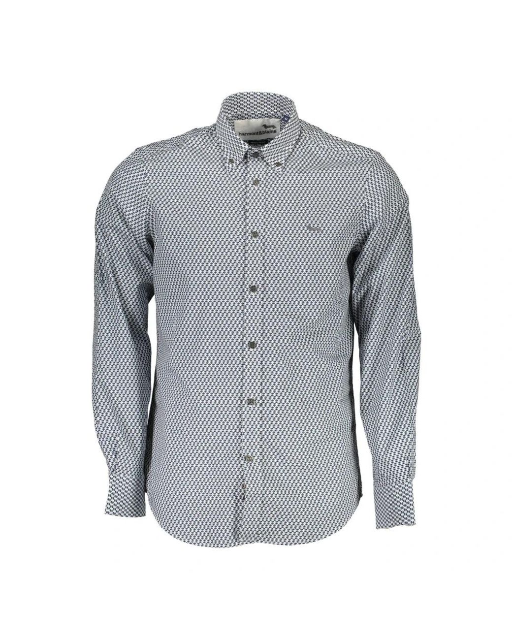 Harmont & Blaine Overhemden ,Blauw ,Katoen Blauw Katoenen Overhemd Met Knoopsluiting in het Gray voor heren