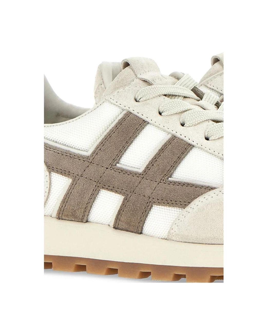 Hogan White Mesh Design Sneakers With Suede Trim for men