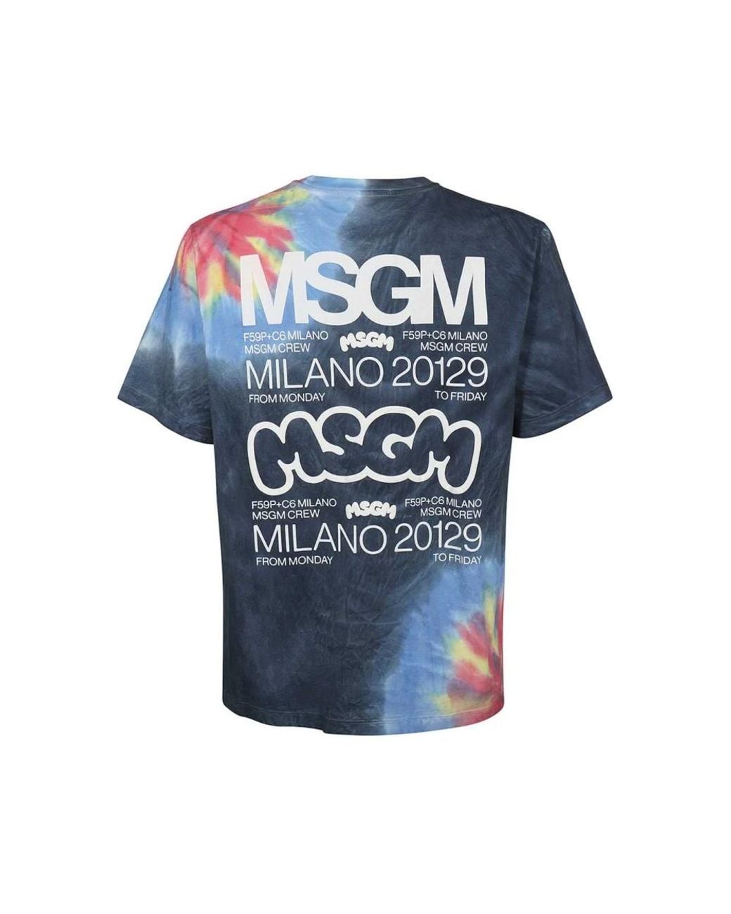 MSGM Tops ,Blauw ,Katoen Logo Print Katoenen T-Shirt in het Blue voor heren