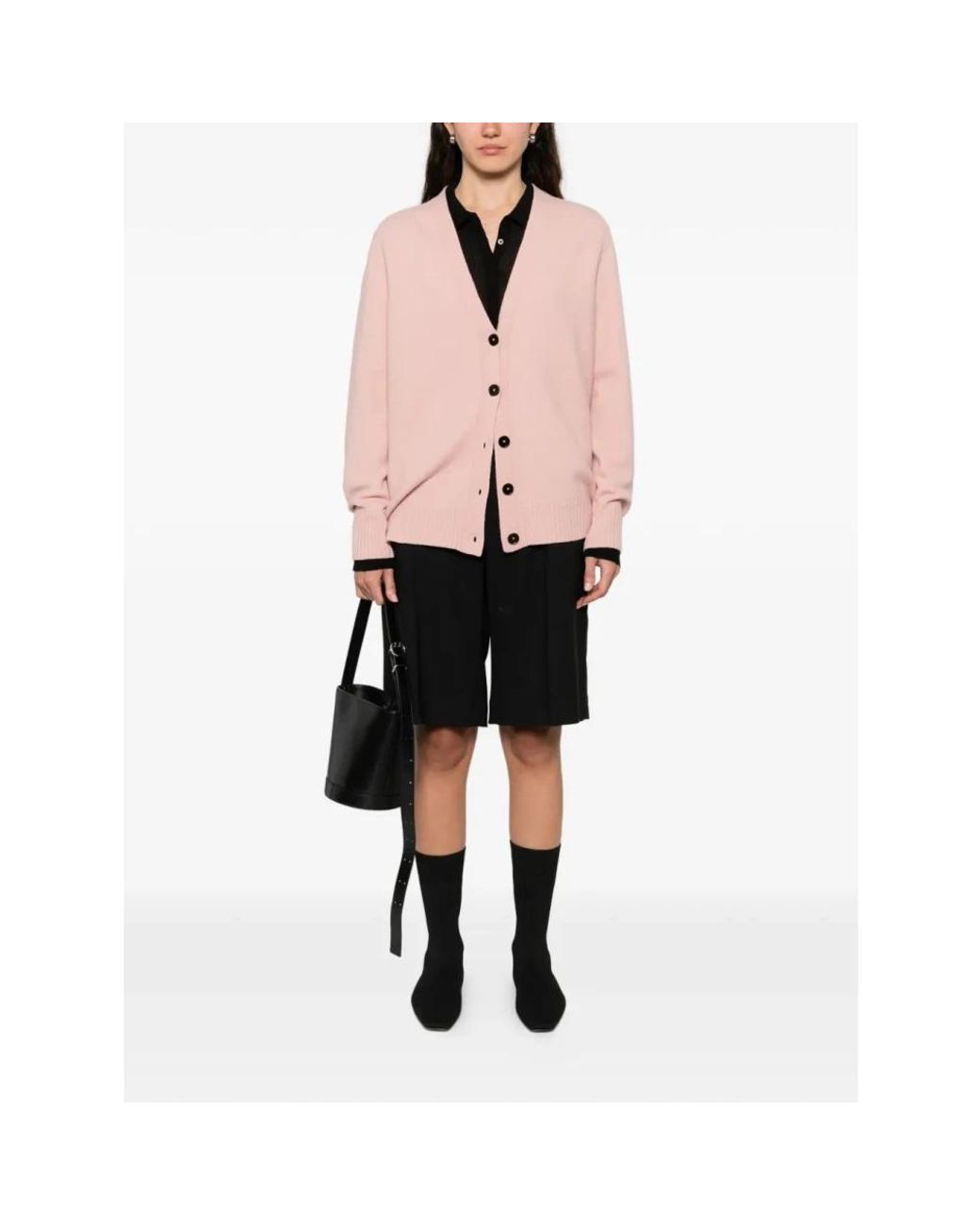 Jil Sander Truien & Vesten ,Paars ,Wol Lichtgewicht Wollen Cardigan Met V-Hals in het Pink