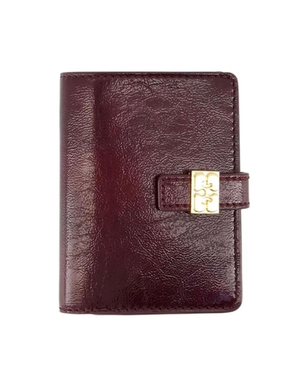 Ganni Accessoires ,Rood ,Leer Sue Slim Card Holder in het Purple