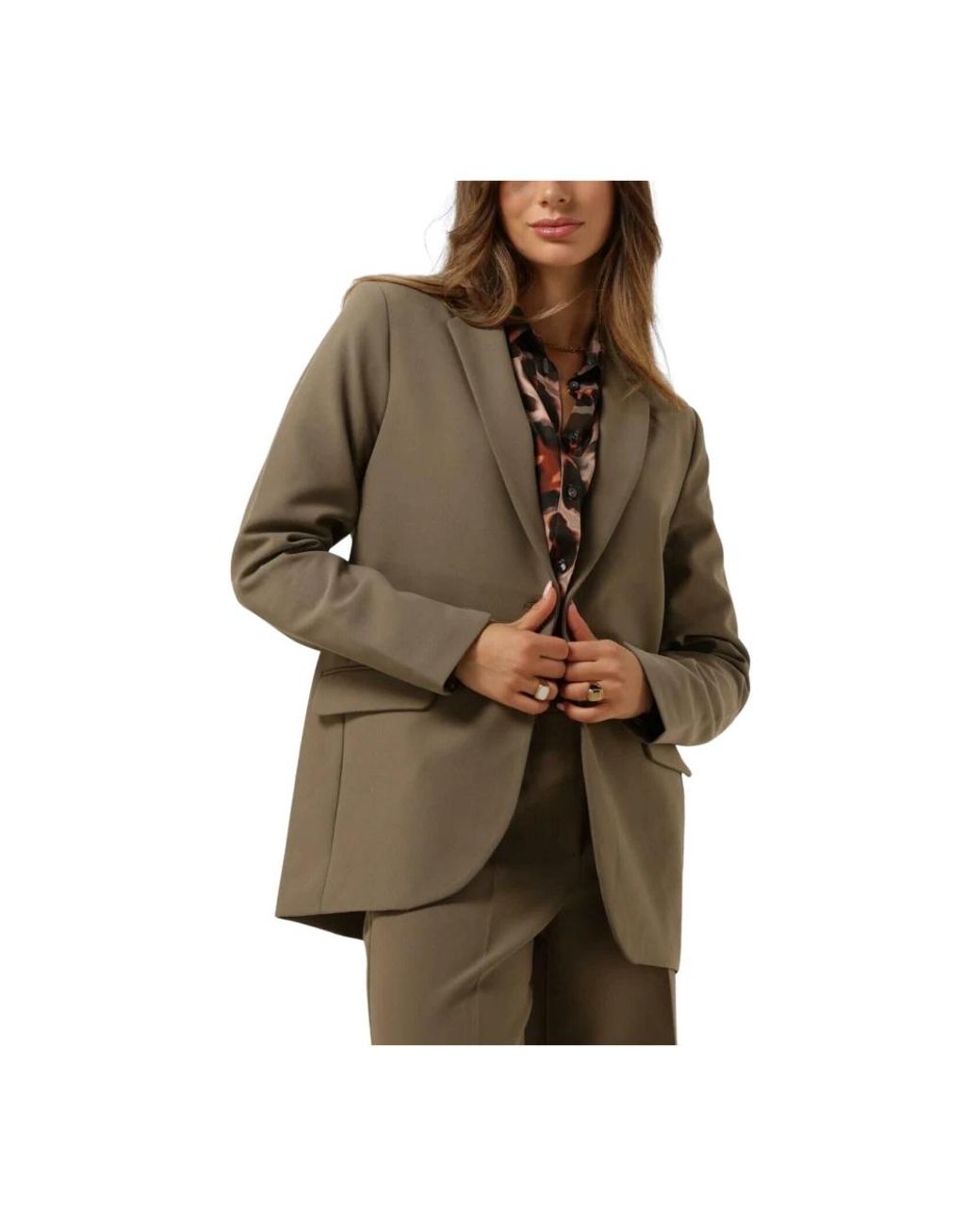 Summum Jassen ,Bruin ,Leer Foam Uni Blazer in het Brown