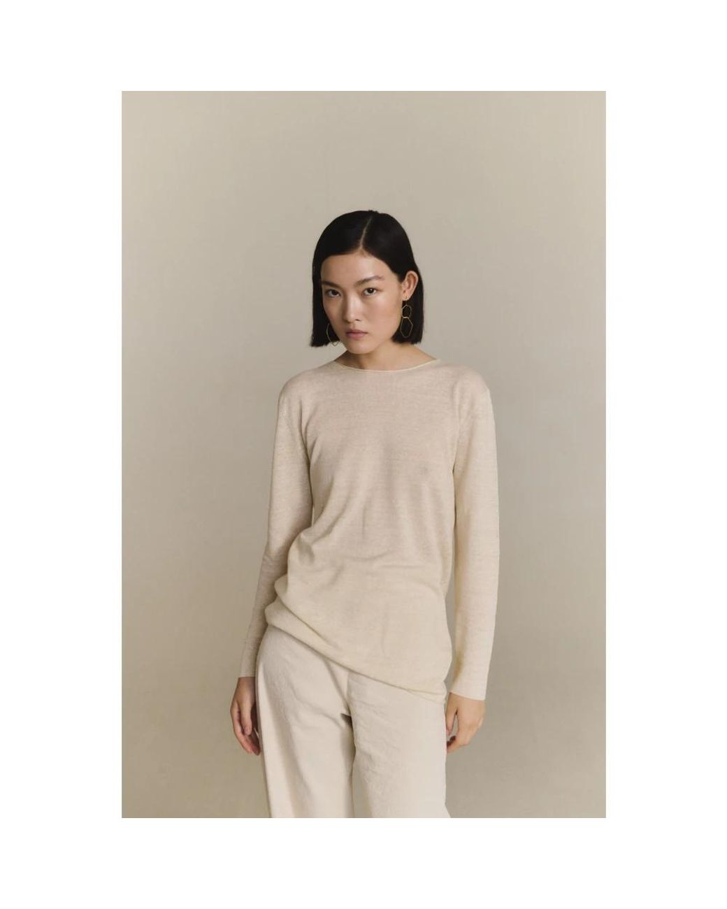 Cortana Natural Round-Neck Knitwear