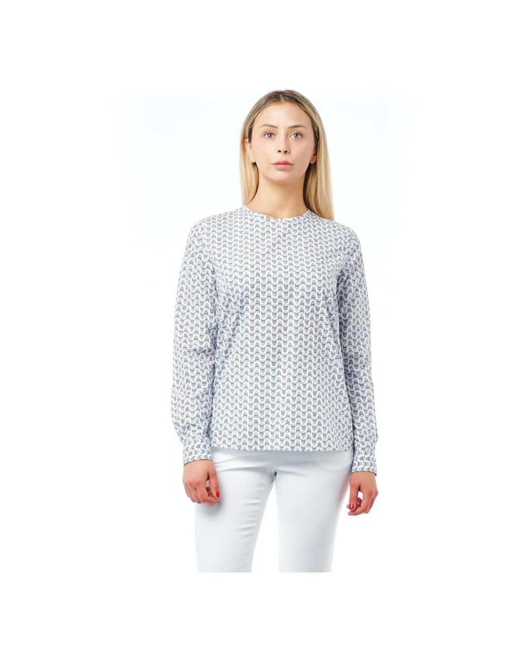 Bagutta Tops ,Wit ,Katoen Tops Met Lange Mouwen in het Blue