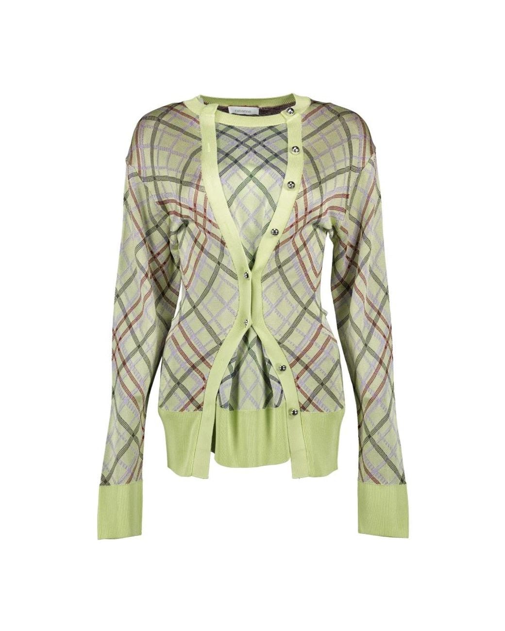 Rabanne Truien & Vesten ,Groen ,Geruite Vest Lente-Zomer 2025 Vrouwen in het Green