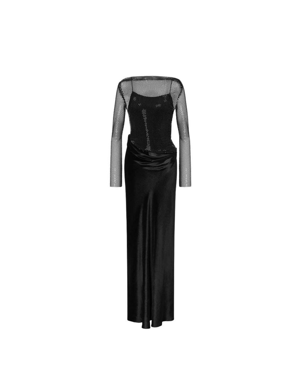 Alberta Ferretti Second-Skin Mesh Gown in het Black