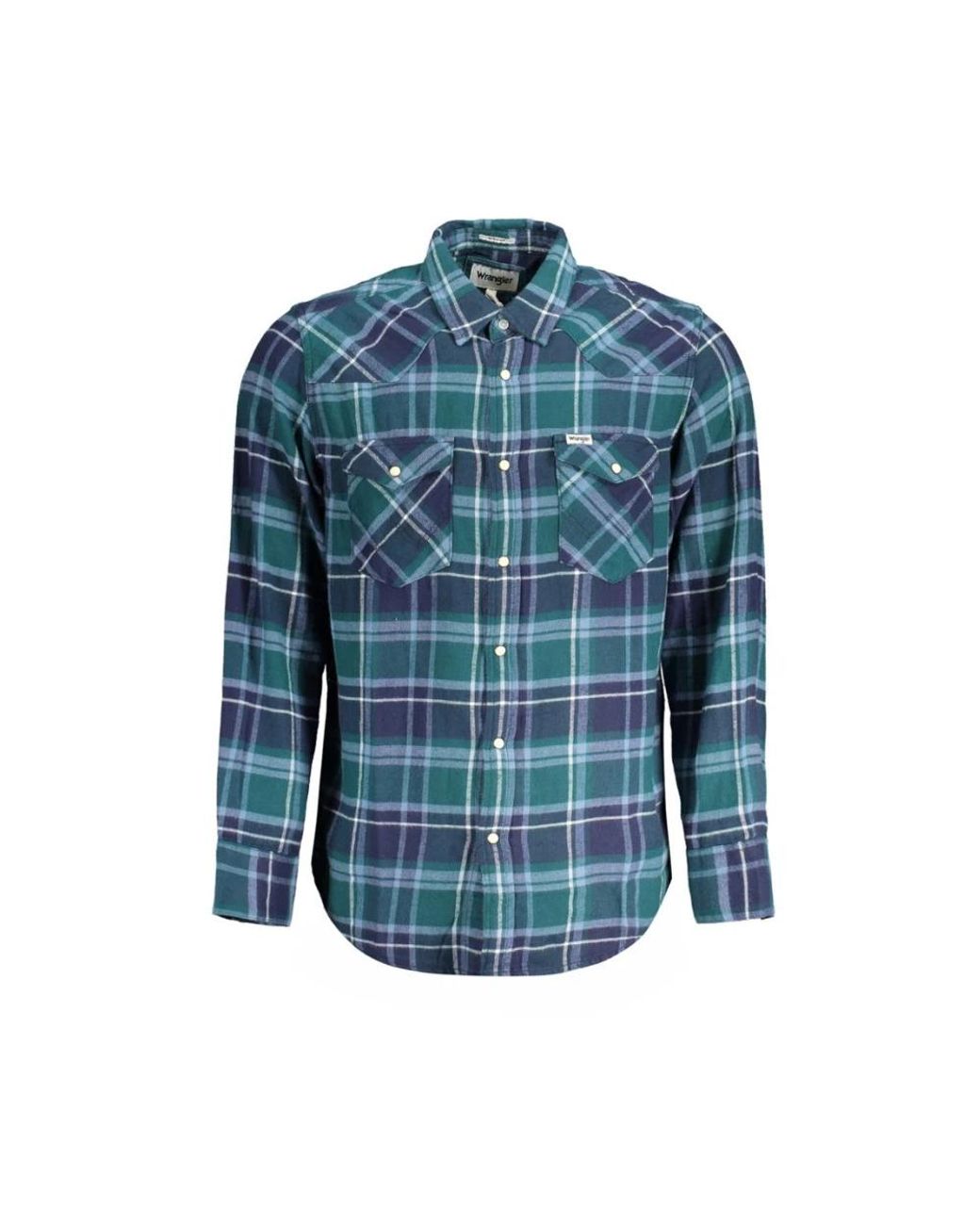 Wrangler Overhemden ,Veelkleurig ,Flanellen Westernoverhemd Met Italiaanse Kraag in het Blue voor heren