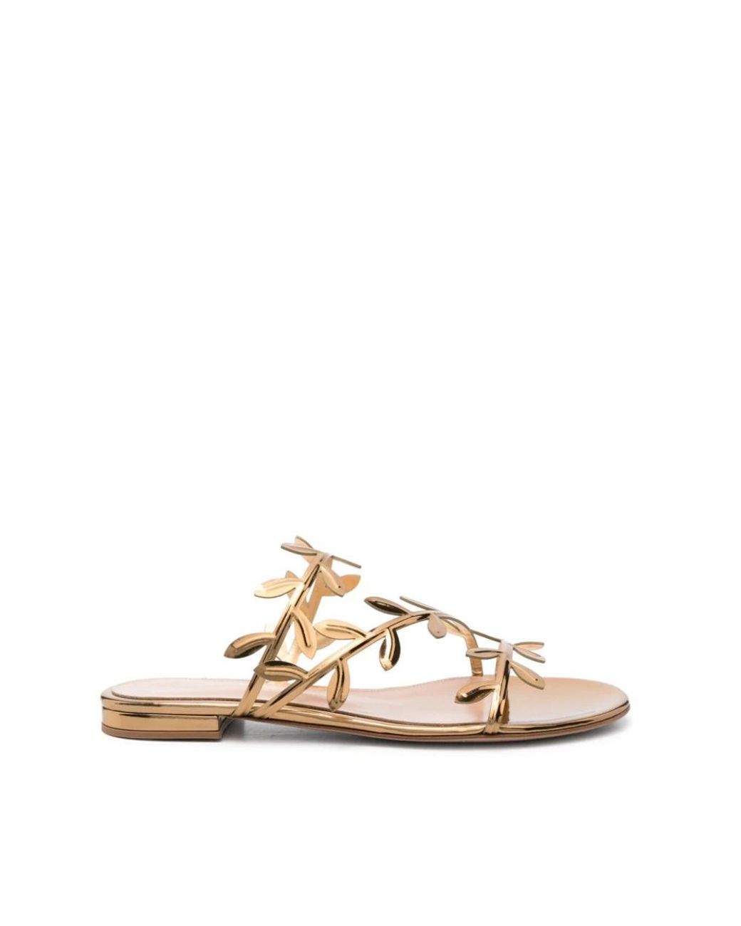 Gianvito Rossi Schoenen ,Geel ,Leer Leaf Motif Almond Open-Toe Sandal in het Natural