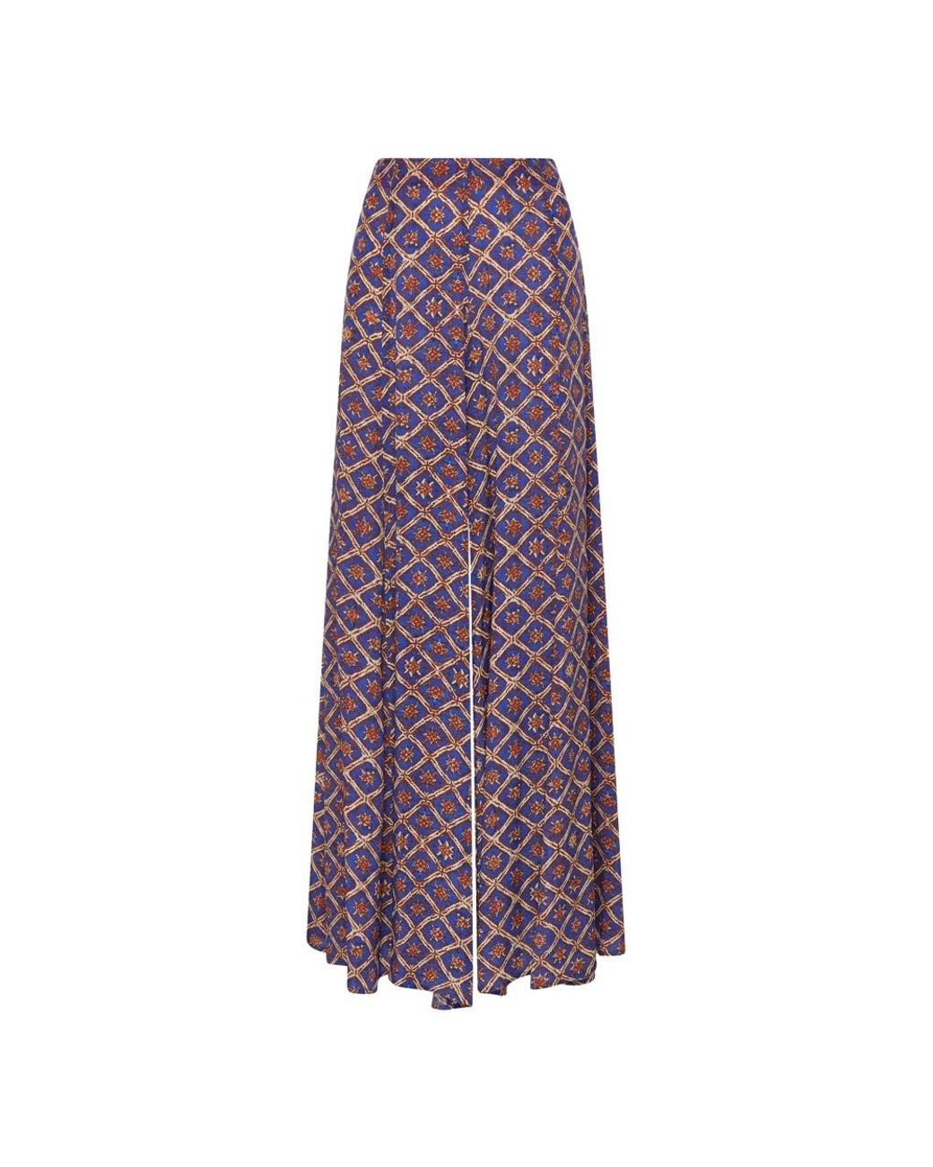 Maliparmi Broeken ,Veelkleurig ,Wijde Pijpen Viscose Broek Met Print in het Purple
