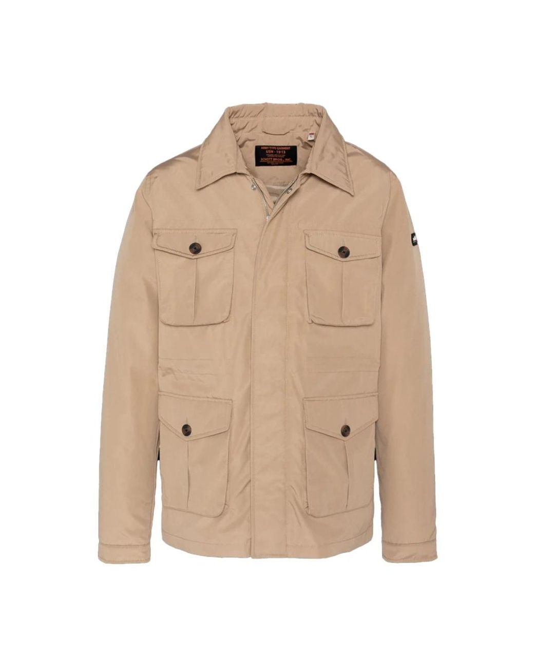 Schott Nyc Jassen ,Bruin ,Katoen Parka Jas Met Puntkraag in het Natural voor heren