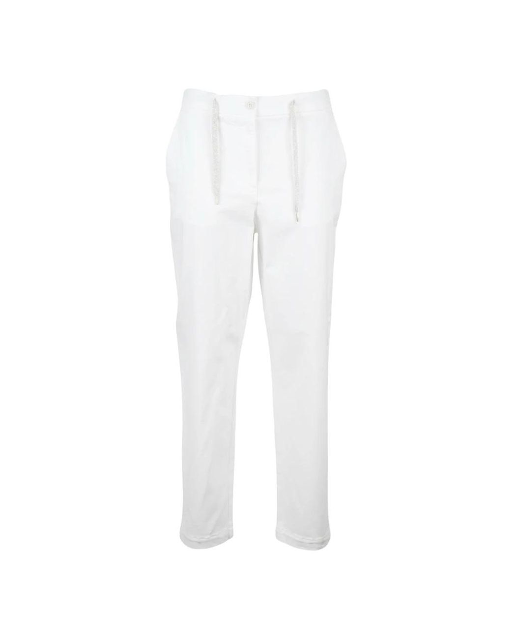 Eleventy White Straight Trousers