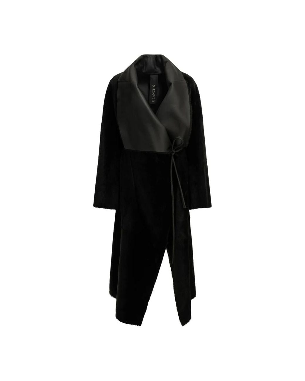 Blancha Leren Shearling Jas Met Panelen in het Black