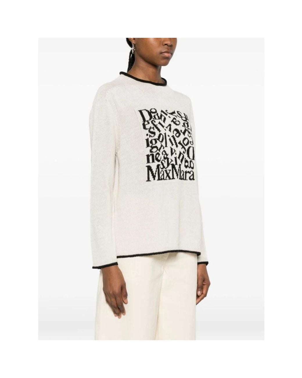Max Mara White Round-Neck Knitwear