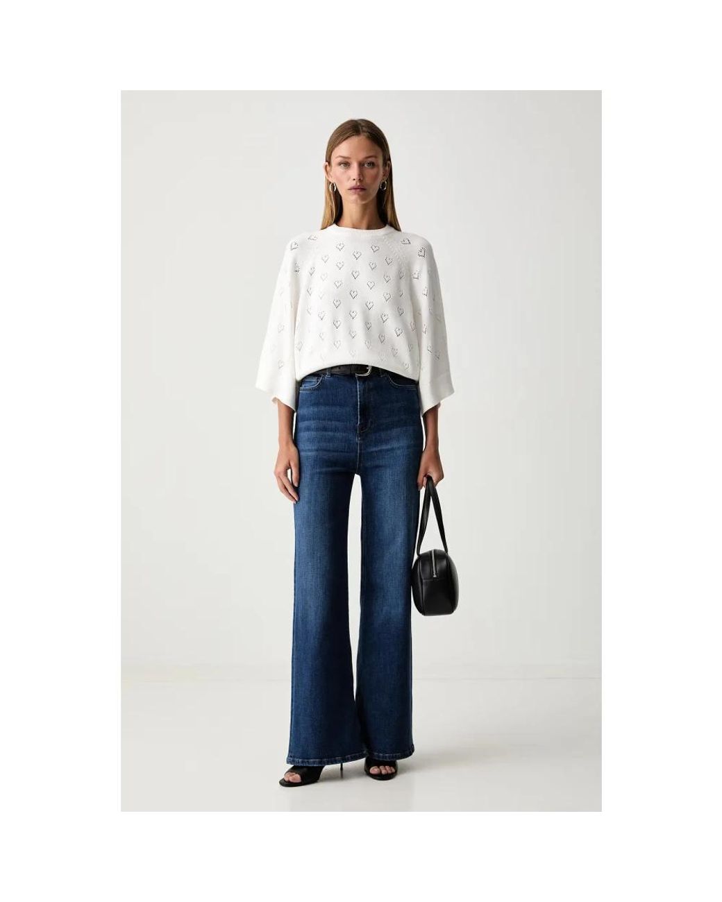 Twinset White Rundhals-Strickpullover
