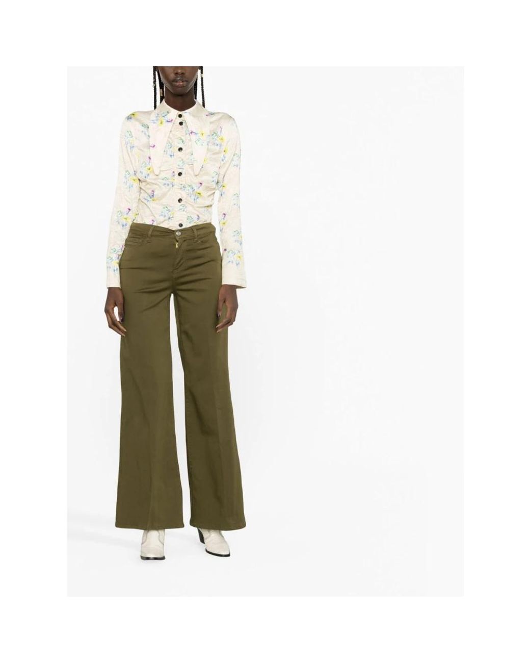 FRAME Green Wide Jeans