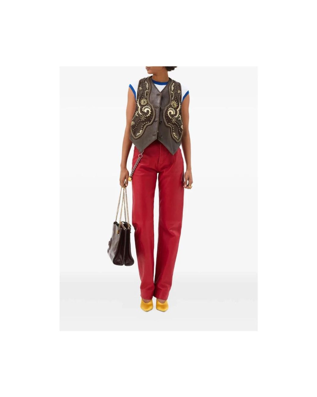 Versace Red Leather Trousers
