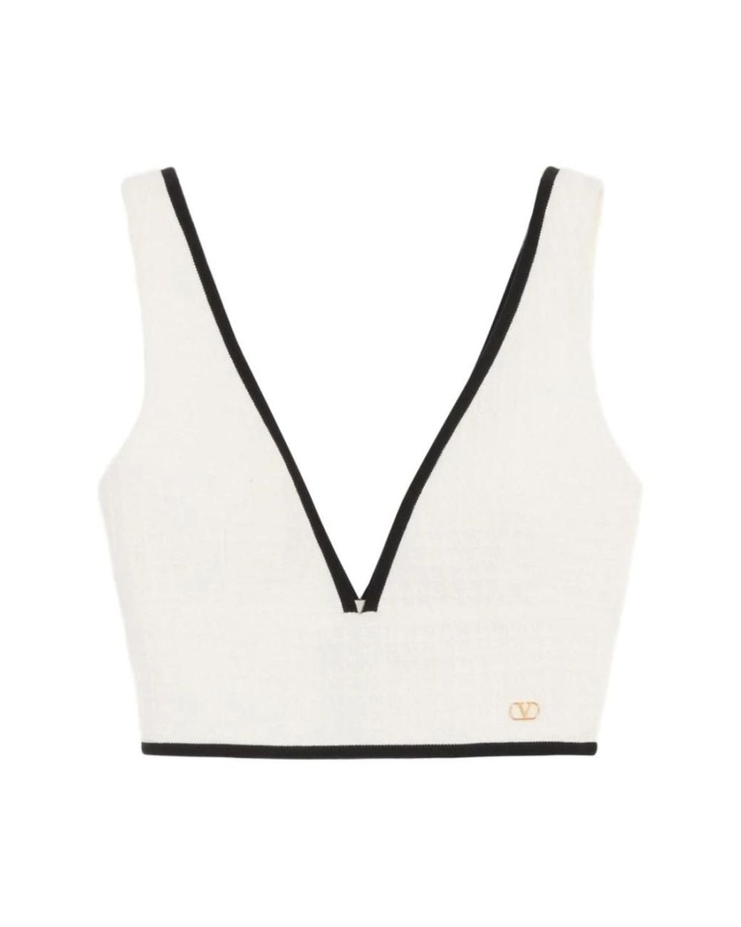 Valentino White V-Neck Knitwear