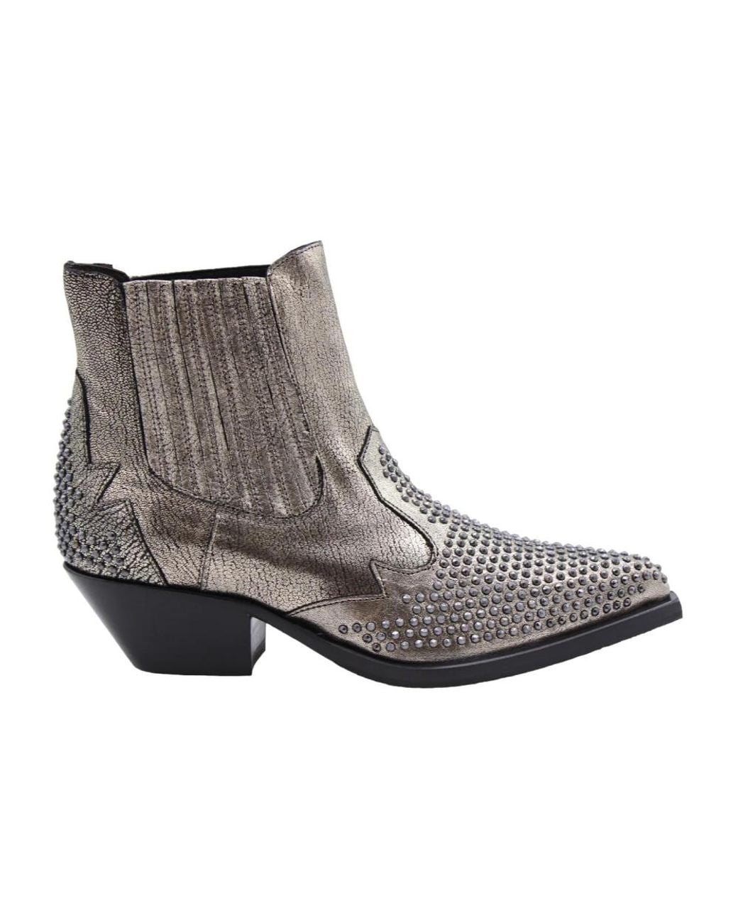 Laura Bellariva Gray Cowboy & Biker Boots
