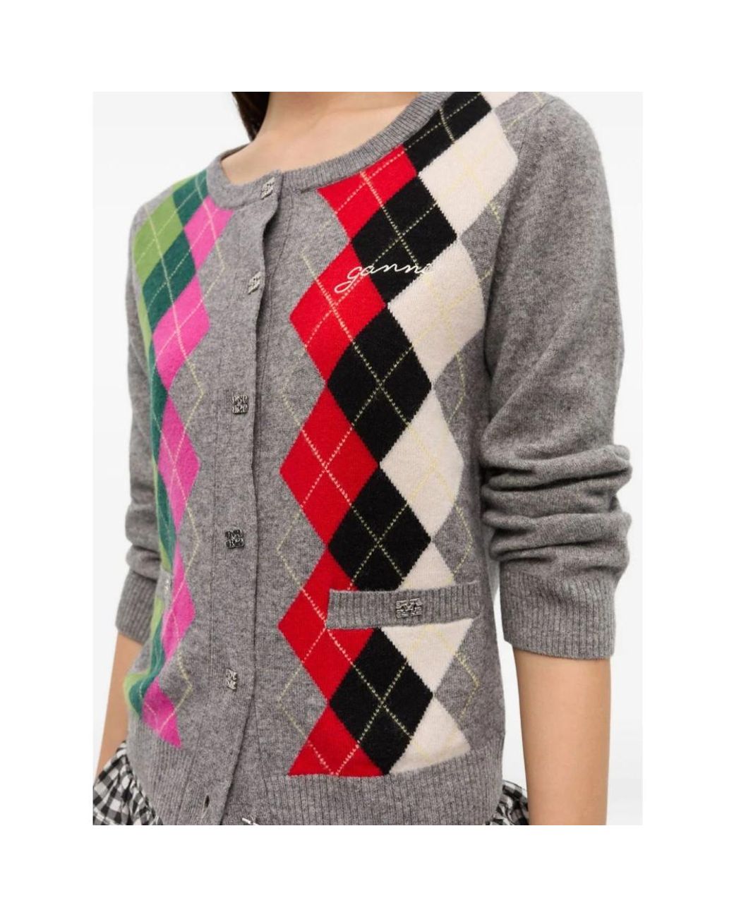 Cardigans Ganni en coloris Gray