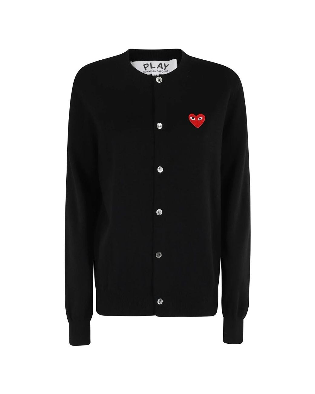 COMME DES GARÇONS PLAY Truien & Vesten ,Zwart ,Ronde Hals Vest Embleem in het Black